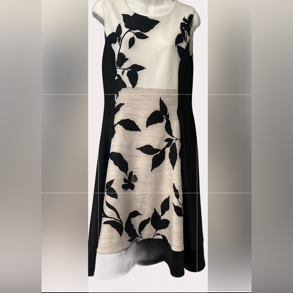 DKNY Black and Cream High Low Dress